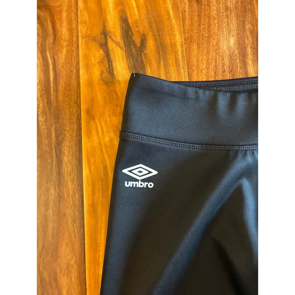 Umbro Girls Black Athletic Leggings Soccer‎ Tights XL 14/16 Graphic Logo Gym